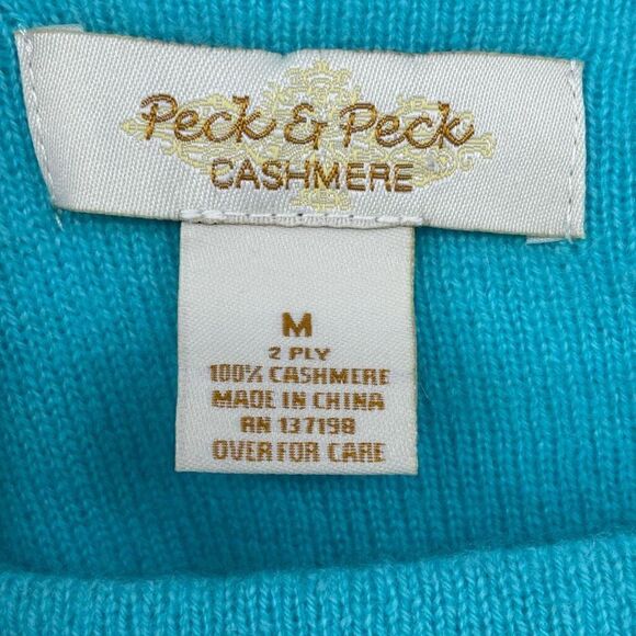 Peck & Peck 100% Pure Cashmere Boatneck Sweater Blue Medium - Picture 2 of 6